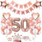 TOPHOPE Luftballon 50. Geburtstag Roségold Folienballon Luftballon Zahlen Geburtstagsdeko Mädchen 50 Jahr Riesen Folienballon Zahl 50 Ballon 50 Deko zum Geburtstag Roségold Happy Birthday