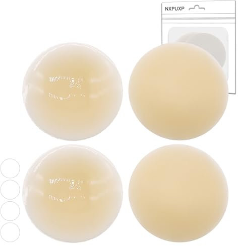 NXPUXP 2 Paires Cache Teton en Silicone,Cache-tétons Adhésifs Réutilisables en Silicone Doux,Cache Teton Femme,Autocollants Invisibles et Imperméables pour Tétons(8 cm A2)