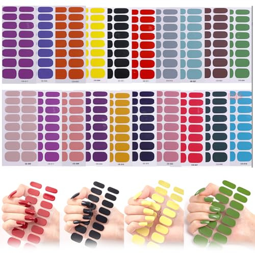20 Blätter Gel -Nagelaufkleber wasserdichte einfache Style -Nagel -Nagelstreifen Vollständige Wrap -Streifen mit Datei -Safe -Kunstaufklebern für Heimnägel DIY (kein UV -Licht).