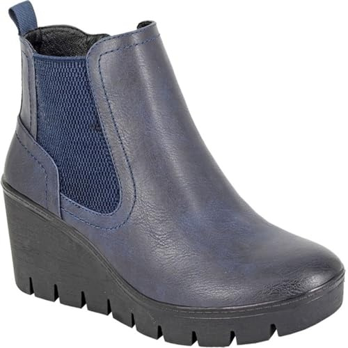 Cipriata ANNINA L606 Ladies Memory Foam Inside Zip Gusset Comfort Wedge Heel Ankle Boots