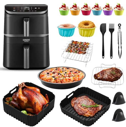 Heißluftfritteuse Zubehör für COSORI Turbo Tower Pro Smart 10,8L, BPA-frei Airfryer Silikonform für COSORI Double Stack 6,5L/4,3L Air Fryer Silikon Einsatz, Airfryer Zubehör Set Wiederverwendba (17)