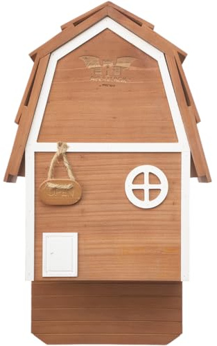 WildYard Bat Barn Junior - 2 Cámaras, Cedro Marrón, hasta 50 | Caja compacta estilo granero para más de 50 murciélagos, ventilación integrada y kit de pared premontado.