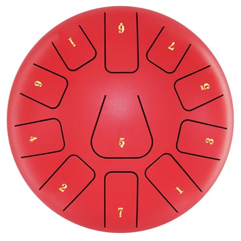 Bosiyrggrl 8 Inch Steel Tongue Drum, 11 Note Tambourine with Drumsticks and Finger Picks for Meditations Tambourine Instrument L