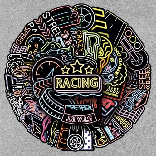50 Pieces Sports Car Stickers for Water Bottle|Vinyl Waterproof Sticker Laptop Skateboard Phone Car Decals for Teens Adults Party Favors Supplies Decor (Racing Car Decals)