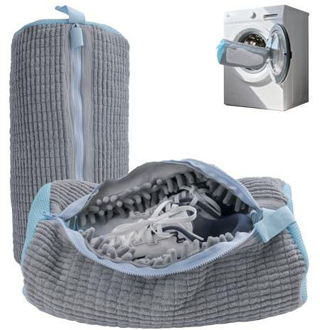 SZWLJ Gray Shoe Wash Bag - Reusable Shoe Washing Machine Bag | With Hidden Zipper, 360° All-Round Cleaning, for Most Shoes and Sizes.