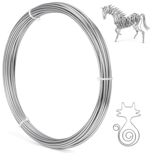 vsshe Alambre De Aluminio 3mm X 10 M, Alambre Manualidades Artesanal De Aluminio, Alambre para bisutería y Manualidades, Alambre Artesanal de Metal Para Joyeria DIY Hacer Joyas Plateado