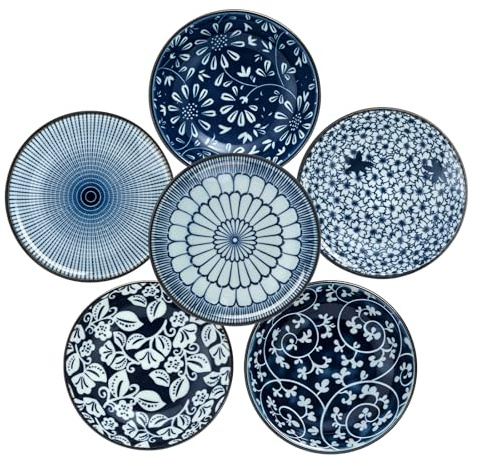 Yuecda 6Pcs Ceramic Dipping Bowls, Elegant Japanese Style Sauce Dishes, Perfect for Condiments, Snacks, and Sushi Parties