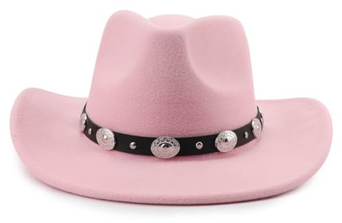 DRESHOW Fedora-Hut mit breiter Krempe für Damen Gürtelschnalle Retro-Panama-Schlapphut