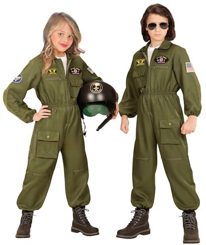 W WIDMANN MILANO Party Fashion - Costume bambino pilota jet da combattimento, tuta, pilota, uniforme, costume, carnevale