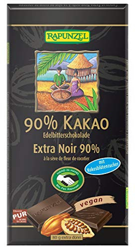 Rapunzel Edelbitterschokolade, 90% Kakao, mit Kokosblütenzucker, 80 g