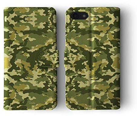Tirita Wallet Leather Flip Phone Case Case/Cover compatible with iPhone 7 Plus & 8 Plus Camouflage Camo Pattern [28 - Multicam Green]