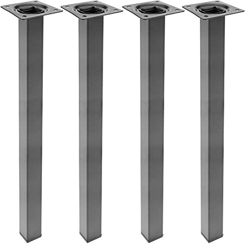 PrimeMatik - Pieds de Table carré pour Meubles et Bureau en Acier Noir 75cm 4-Pack