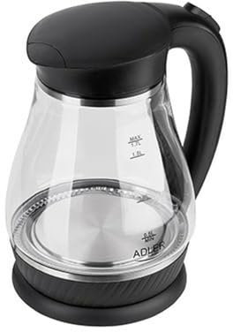 ADLER-Glas-Wasserkocher 1,7 l, sanfte LED-Beleuchtung, 2200 W Leistung, schwarzer