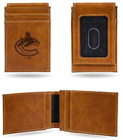 Rico Industries NHL Laser Engraved Front Pocket Wallet, Vancouver Canucks