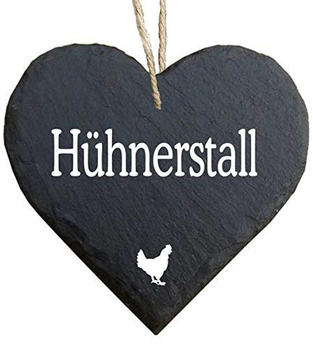 Homeyourself Herz Schieferherz Schiefer Schieferschild 10 x 10 cm Hühnerstall schwarz Dekoschild Wandschild Schild Stein Geschenk