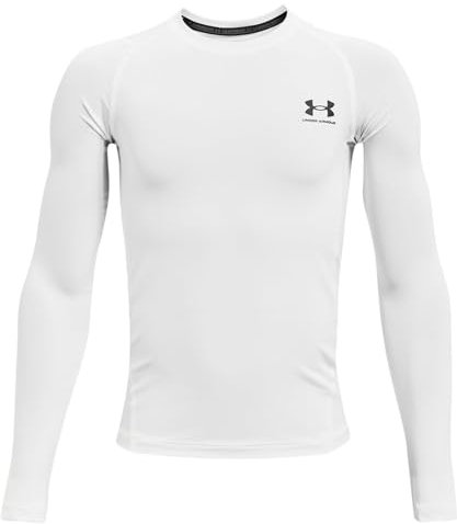 Under Armour UA HG Armour LS - Long Sleeve - Tops - White/Black - Size: YLG