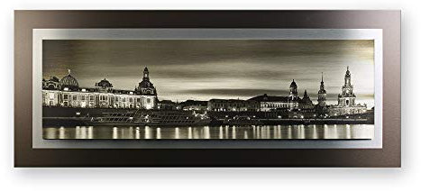 Kreative Feder 3D Metallic-Wandbild aus gebürstetem Alu-Verbund | Dresden | modernes Designer Bild in XXL | 100 x 40 cm