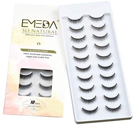 EMEDA Faux Cils Naturel 10 Styles, 10 Paires Faux Cils Naturels 3D, Faux Cils Longs Et Duveteux Dramatique Cils, Natural False Lashes Wispy Cateye Eyelashes (SP27)
