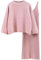 Minetom Damen Gestrickt Kleid Set Oberteil Pullover Pulli und Kleid Bodycon 2 Teiliges Sweater Langarm Strickkleid Pullikleid Minikleid Rosa Einheitsgröße