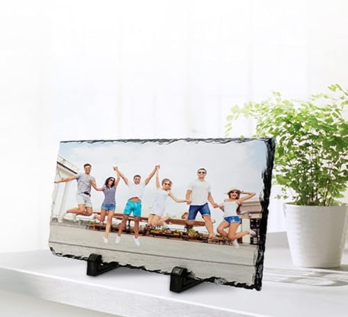AptoFun Personalisiertes Schieferbild,Schiefertafel zum Selbstgestalten mit eigenen Fotos und Texten auf Nutur Schifferplatte als Fotogeschenk (30 * 20cm)