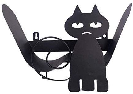Goodtimera Porte-rouleau de papier toilette en forme de chat – Support mural en métal ou étagère de rangement sur pied
