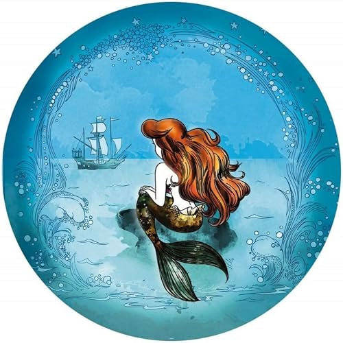Komar Disney DOT runde und selbstklebende Vlies Fototapete von Disney - Ariel Dreaming - Ø Durchmesser 125 cm - Meerjungfrau, Mädchenzimmer, Kindertapete, Kinderzimmer, Wandtattoo - DD1-020