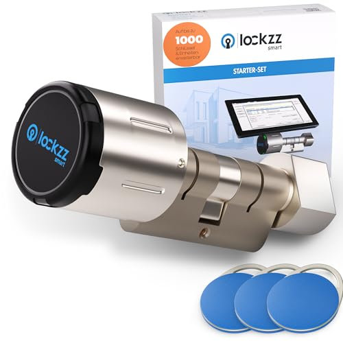 lockzz Elektronisches Türschloss RFID, BUSINESS Starter-Set inkl. 3 Transponder, für Außentüren, Made in Germany (45/26)