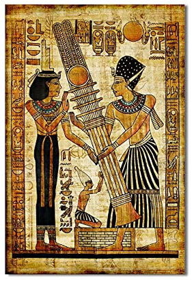 ZHONGYUTONG Pharao und Königin Leinwand Wandbild Altägyptischer Kunstdruck Poster Weltgeschichte Malerei Klassenzimmer Büro Museum Dekorationen (Kein Rahmen, 30x45cm)