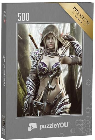 puzzleYOU: Puzzle 500 Teile „Weiblicher Dunkelelf in Fantasy-Rüstung“ – aus der Puzzle-Kollektion Fantasy