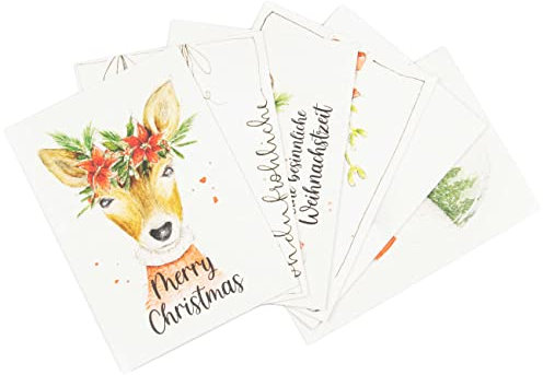 Papierdrachen Weihnachtskarten Set - 6 liebevoll gestaltete Postkarten zu Weihnachten - Kunstdruck zum Verschicken, Pakete dekorieren und Sammeln - Grußkarte Holzschliffpappe