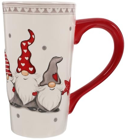 BESTonZON Taza navideña de cerámica pintada a mano, diseño de