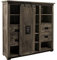 MASSIVMOEBEL24.DE | Railway massives Highboard - grau lackiert | aus Mangoholz | 142x45x147 | mit Eisen | 4 Türen - 3 Schubladen | Wohnzimmerschrank, Hochkommode