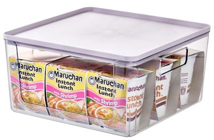 iDesign Open Front Storage Box with Handles, Storage Box with Lid, Versatile as Kitchen Storage or Bathroom Organiser, Made of Recycled Plastic, Purple