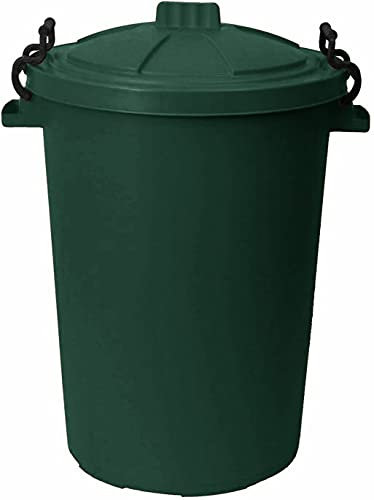 JMS we create smile 50L 50 Litre Heavy Duty Plastic Clip Lock Lid Bin - Single Bin - for Indoor or Outdoor Use for Collection of Rubbish, Waste or Storage of Animal (Dark Green)