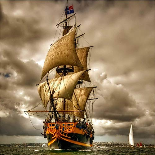 Puzzle 5000 Teile Erwachsene Vintage Segelschiff auf dem Meer, Farbenfrohes Puzzle für Erwachsene und Kinder ab 14 Jahren Klassische Puzzles Geschicklichkeitsspiel für die ganze Familie-61.61x41.53 Z
