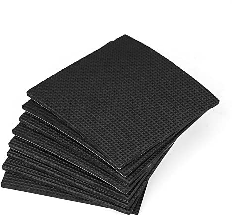 32nd EVA Rubber Furniture Feet Pads, Non-Slip Floor Protector with Self Adhesive Back - Square (10CM X 10CM) - 8 Pack