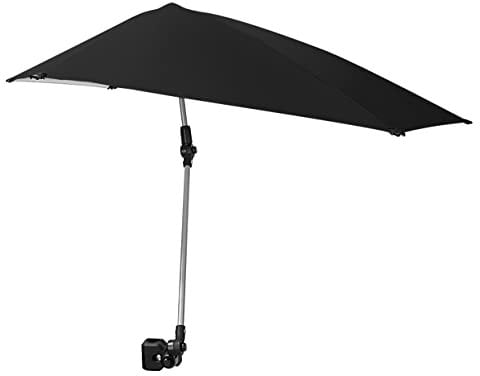 Versa-Brella Parasol Réglable avec Rotation 360 Degrés, Doublure UPF 50+ pour Chaises, Léger et Facile à Installer, 107 cm, pour Plage, Camping, Terrasse, Activités Sportives et Poussettes - Noir
