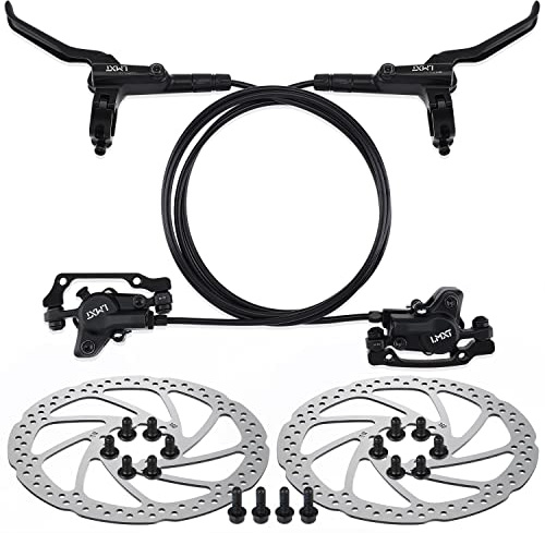 TOBWOLF 1 Pair MTB Disc Brake Set, Hydraulic Disc Brake Kit with 160mm Rotors, Left Front 81cm & Right Rear 147cm, Aluminum Oil Pressure Calipers Levers for Mountain Bike E-Bike Fat Bike Road Bike
