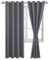 JIUZHEN Verdunklungsvorhänge mit Raffhalter Grau Vorhang Blickdicht Gardinen Ösenvorhang für Schlafzimmer Thermovorhang Wohnzimmer, 2 Stück, 215x132cm(HxB)