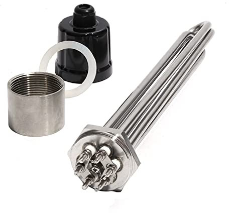 DHVIJA 1 1/4inch BSP/DN32 Thread 304SUS Immersion Water Heater Element With Accessories 3KW/4.5KW/6KW/9KW/12KW Heating Electrical Pipe joyous (Size : B-220V, Color : 6KW 250mm)