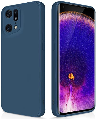 GiiYoon Hülle für Oppo Find X5 Pro, Blau | Silicone Case, Seidig Weiches Gefühl, Stoßschutz, Kratzfest, Mikrofaser-Innenfutter