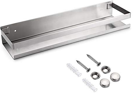 SUMTree étagère de douche suspendre en acier inox panier de cuisine mural pour rangement (argent, 40cm)