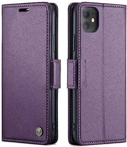 QLTYPRI Hülle für iPhone 11 Handyhülle mit RFID Schutzhülle, Vintage Leder Hülle mit Kartenfach Ständer PU Ledertasche Stoßfeste Flip Wallet Case Kompatibel mit iPhone 11 - Lila