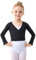 boruizhen Kinder Ballett Wickeljacke Langarm Gymnastik Tanz Ballettjacke Mädchen Baumwoll Ballett Bolero für Mädchen Kinder Damen Schwarz L