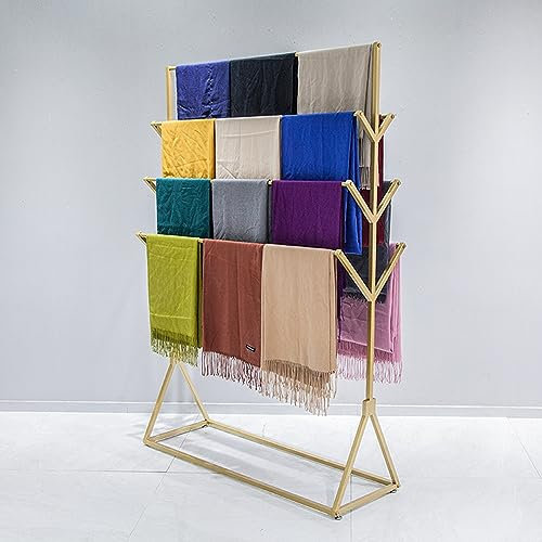 ZZYYZZ Mehrzweck-Seidenschal-doppelseitiger Präsentationsständer, großes Hijab-Rack, bodenstehende Hosenaufbewahrungsorganisatoren, platzsparend zu Hause,80cmx40cmx160cm