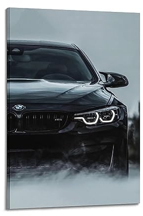 JIYUN Deutsches Sportwagen-Poster BMW M4 G80 F82 - Performance-Auto Gemälde, Leinwand Wandkunst, Modernes Familienschlafzimmer-Dekor, 50 x 75 cm