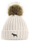 The House Of Dog: Beanie mit Bommel aus Kunstfell, super weich, Unisex, bestickt, hellbeige, One size