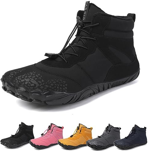 Barefoot Winter Outdoor Shoes - Men & Women, Autumn & Winter Waterproof, Black C, 9 UK