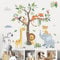 decalmile Pegatinas de Pared Animales de la Jungla Árbol Vinilos Decorativos Safari Elefante Jirafa León Adhesivos Pared Habitación Infantiles Niño Bebé