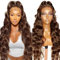 Echthaar Perücke 13x4 HD Lace Front Wig Human Hair Perücke Echthaar Damen Light Chocolate Brown Body Wave Perücke Human Hair Wigs For Black Women 30 Zoll